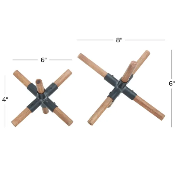 Statues & Figurines-Kirkland's Home Brown And Black Wood Abstract Sculptures, Set Of 2 Brown/Black