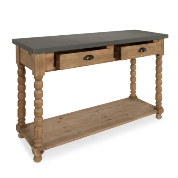 Console Tables-Kirkland's Home Brown And Gray Wood 2-Drawer Console Table Tan/Gray