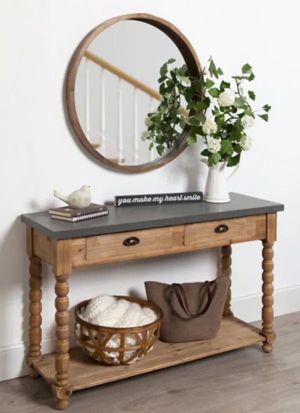 Console Tables-Kirkland's Home Brown And Gray Wood 2-Drawer Console Table Tan/Gray