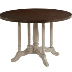 Dining Tables-Kirkland's Home Brown And White Round Wooden Dining Table Brown/White