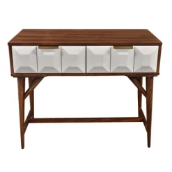 Console Tables-Kirkland's Home Brown And White Wood 2-Drawer Console Table Brown/White
