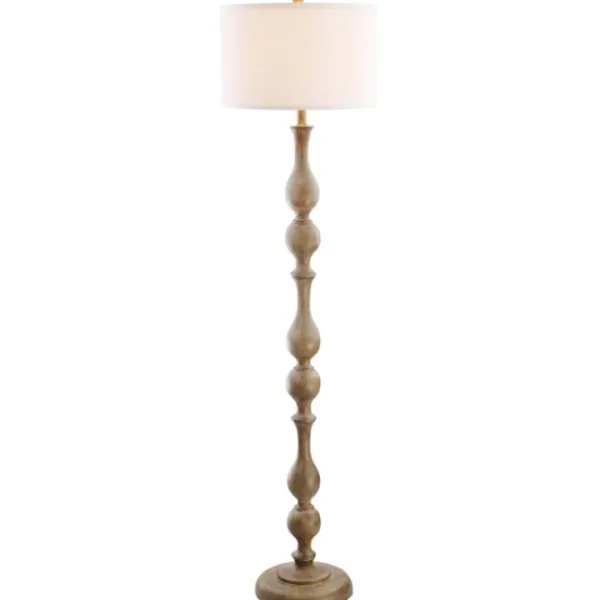 Floor Lamps-Kirkland's Home Brown Carved Spindle Floor Lamp White