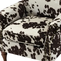 Accent Chairs-Kirkland's Home Brown Cow Print Upholstered Accent Chair Brown/Ivory