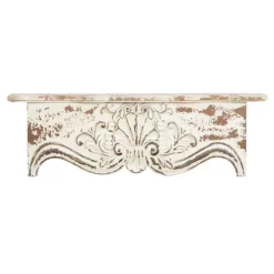 Shelves-Kirkland's Home Brown Distressed Carved Wood Wall Shelf