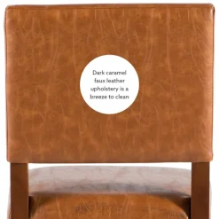 Bar Stools & Counter Height Stools-Kirkland's Home Brown Faux Leather Square Classic Counter Stool Tan