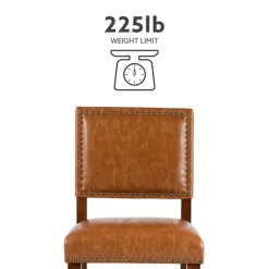 Bar Stools & Counter Height Stools-Kirkland's Home Brown Faux Leather Square Classic Counter Stool Tan