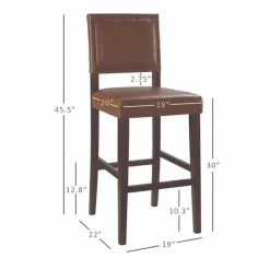 Bar Stools & Counter Height Stools-Kirkland's Home Brown Faux Leather Square Classic Bar Stool Tan