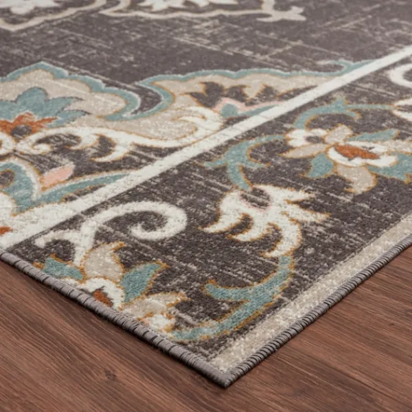 Outdoor Rugs-Kirkland's Home Brown Floral Medallion Outdoor Area Rug, 5X7 Brown/Multi