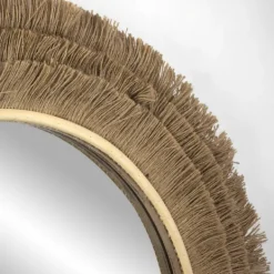 Decorative Mirrors-Kirkland's Home Brown Fringe Jute Round Wall Mirror