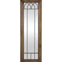 Decorative Mirrors-Kirkland's Home Brown Larissa Arched Window Leaning Mirror