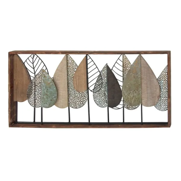 Wall Plaques-Kirkland's Home Brown Metal And Wood Leaves Wall Plaque Brown/Black