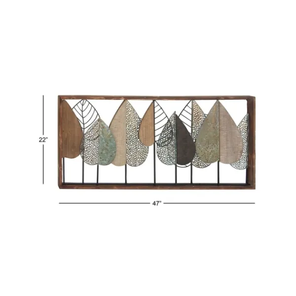 Wall Plaques-Kirkland's Home Brown Metal And Wood Leaves Wall Plaque Brown/Black