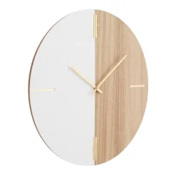 Clocks-Kirkland's Home Brown Neutral Element Wall Clock White