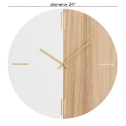 Clocks-Kirkland's Home Brown Neutral Element Wall Clock White