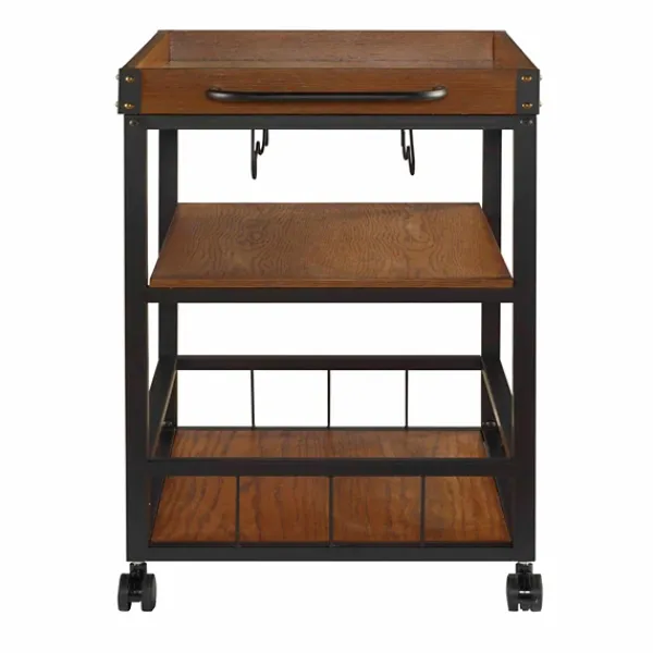 Kitchen Islands & Bar Carts-Kirkland's Home Brown Norcross Industrial Rolling Bar Cart