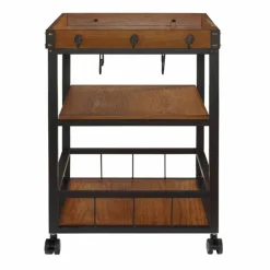 Kitchen Islands & Bar Carts-Kirkland's Home Brown Norcross Industrial Rolling Bar Cart