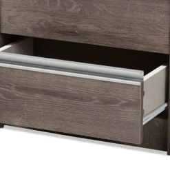 Nightstands-Kirkland's Home Brown Oak Wood Finish 2-Drawer Nightstand