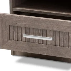 Nightstands-Kirkland's Home Brown Oak Wood Finish Open Shelf Nightstand