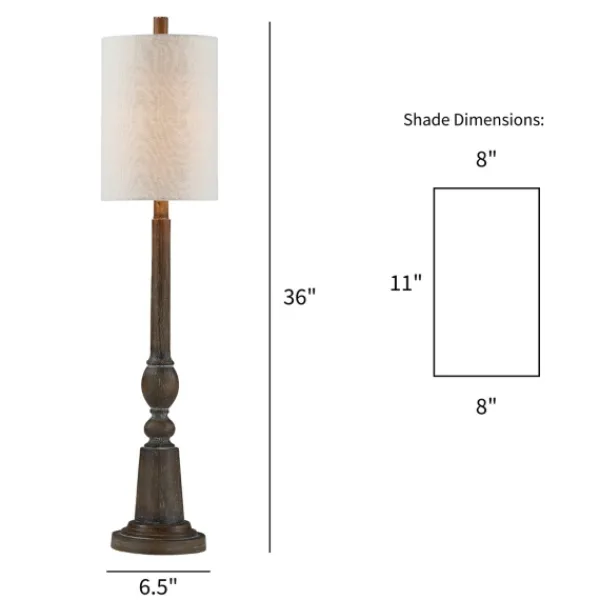 Buffet Lamps-Kirkland's Home Brown Resin Traditional Candlestick Buffet Lamp Ivory