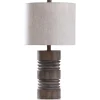 Table Lamps-Kirkland's Home Brown Ribbed Wood Finish Table Lamp Tan