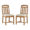Dining Chairs-Kirkland's Home Brown Slatted Upholstered Dining Chairs, Set Of 2 Brown/White
