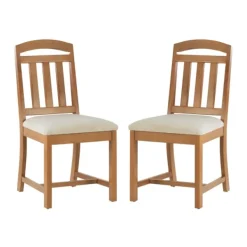 Dining Chairs-Kirkland's Home Brown Slatted Upholstered Dining Chairs, Set Of 2 Brown/White
