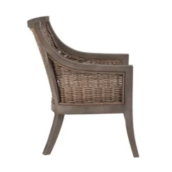 Accent Chairs-Kirkland's Home Brown Wicker Wood Curved Back Accent Chair White