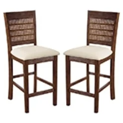 Bar Stools & Counter Height Stools-Kirkland's Home Brown Wilbur Cane Back Counter Stools, Set Of 2 Brown/White