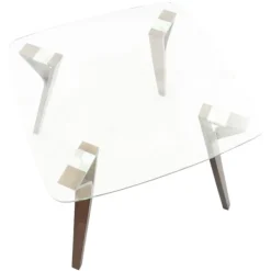 Dining Tables-Kirkland's Home Brown Wood & Glass Midcentury Modern Dining Table Brown/Clear