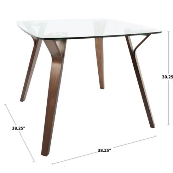 Dining Tables-Kirkland's Home Brown Wood & Glass Midcentury Modern Dining Table Brown/Clear