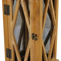 Lanterns-Kirkland's Home Brown Wood And Black Mesh Lanterns, Set Of 2 Brown/Black