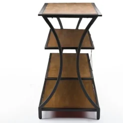 Console Tables-Kirkland's Home Brown Wood And Curved Metal 4-Tier Console Table