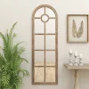 Decorative Mirrors-Kirkland's Home Brown Wood And Glass Arched Windowpane Mirror