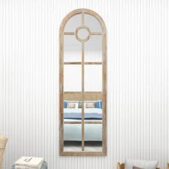Decorative Mirrors-Kirkland's Home Brown Wood And Glass Arched Windowpane Mirror