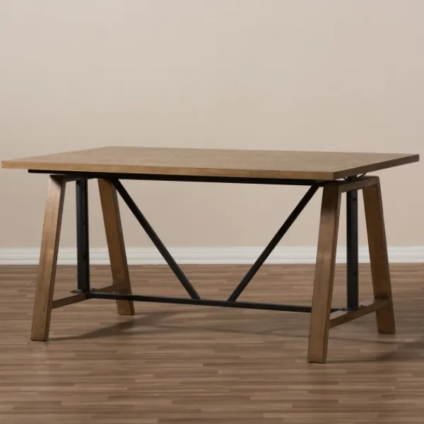 Office Furniture-Kirkland's Home Brown Wood And Metal Linear Base Desk