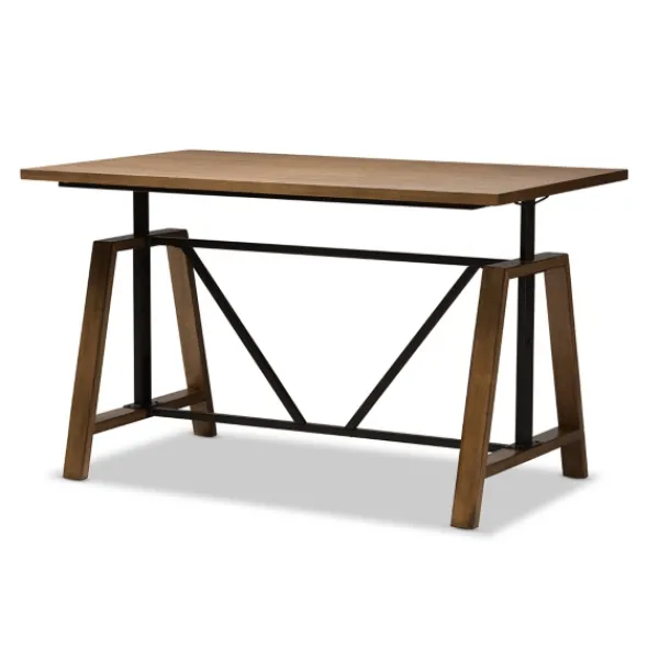Office Furniture-Kirkland's Home Brown Wood And Metal Linear Base Desk