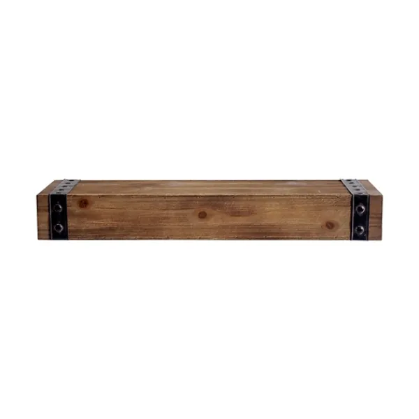 Shelves-Kirkland's Home Brown Wood And Metal Shelf, 24 In.