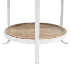Accent & End Tables-Kirkland's Home Brown Wood And Metal 3-Tier Side Table White