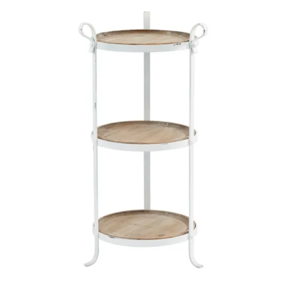 Accent & End Tables-Kirkland's Home Brown Wood And Metal 3-Tier Side Table White