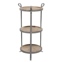 Accent & End Tables-Kirkland's Home Brown Wood And Metal 3-Tier Side Table Gray