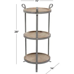 Accent & End Tables-Kirkland's Home Brown Wood And Metal 3-Tier Side Table Gray