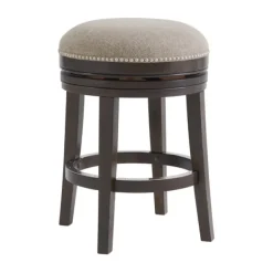 Bar Stools & Counter Height Stools-Kirkland's Home Brown Wood Backless Swivel Counter Stool Gray