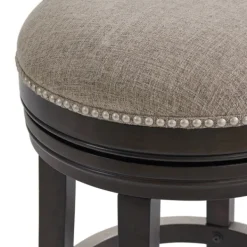Bar Stools & Counter Height Stools-Kirkland's Home Brown Wood Backless Swivel Bar Stool Gray