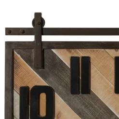 Clocks-Kirkland's Home Brown Wood Black Metal Accent Square Wall Clock