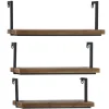 Shelves-Kirkland's Home Brown Wood Black Metal Frame 3-Pc. Wall Shelves