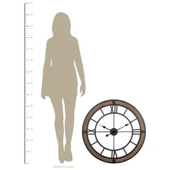 Clocks-Kirkland's Home Brown Wood Black Metal Open Cut Out Wall Clock