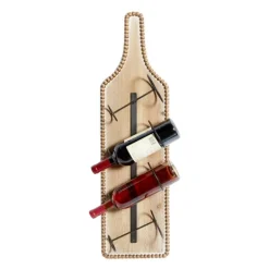 Wall Storage-Kirkland's Home Brown Wood Bottle Frame Metal Bracket Wine Holder