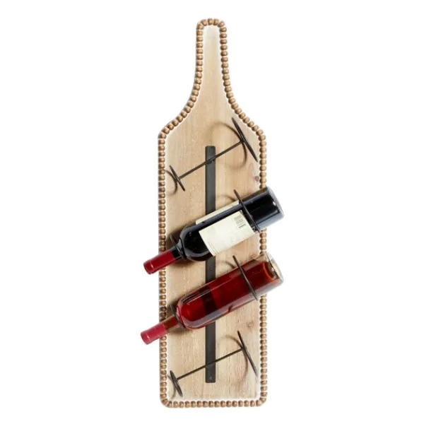 Wall Storage-Kirkland's Home Brown Wood Bottle Frame Metal Bracket Wine Holder