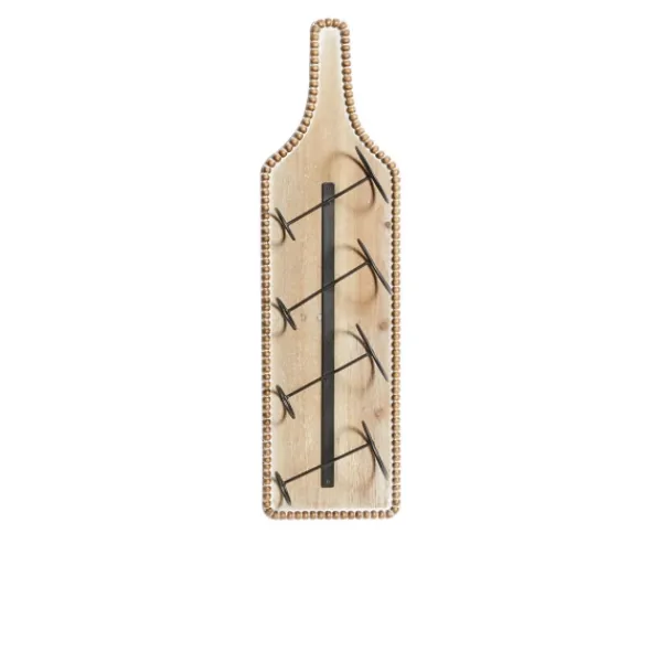 Wall Storage-Kirkland's Home Brown Wood Bottle Frame Metal Bracket Wine Holder