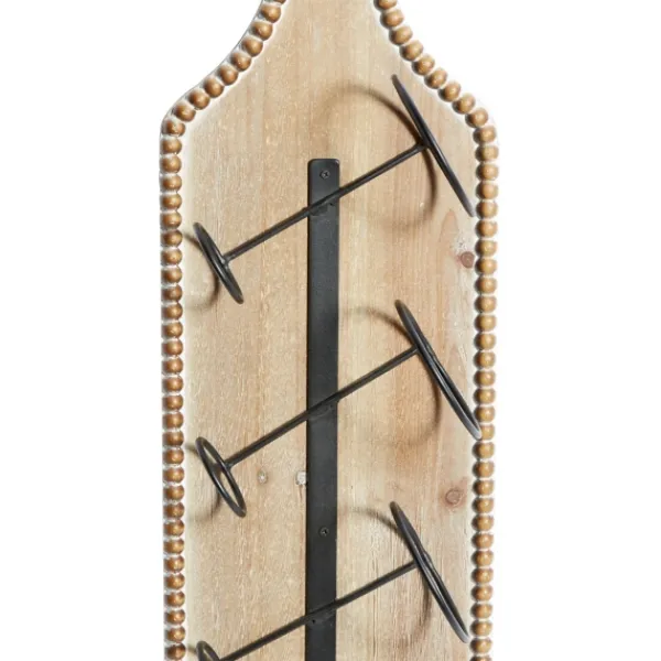 Wall Storage-Kirkland's Home Brown Wood Bottle Frame Metal Bracket Wine Holder